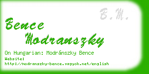 bence modranszky business card